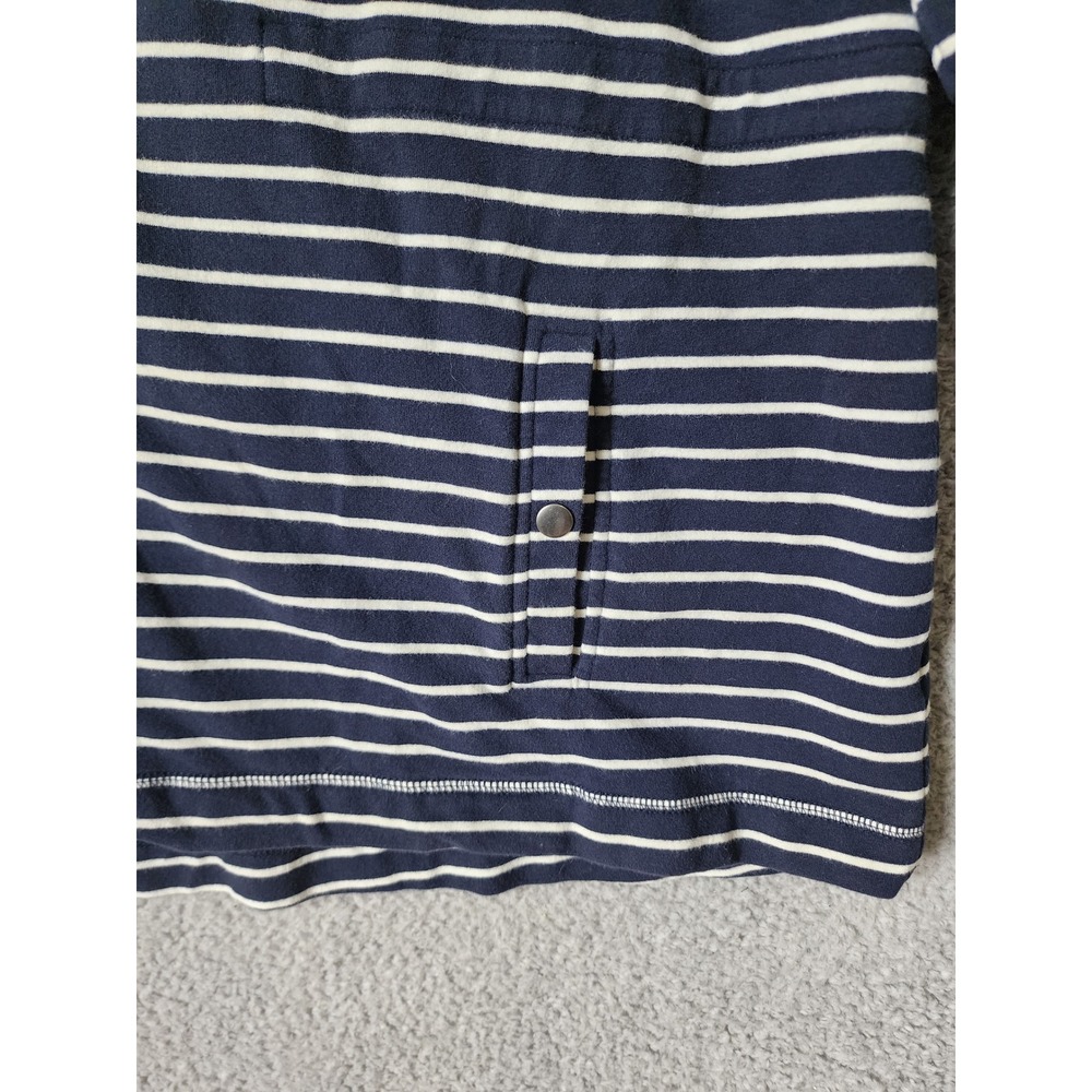 L.L. Bean Snap Front Hoodie Women 3X Blue White Striped Cotton Blend 502733 - Picture 5 of 11
